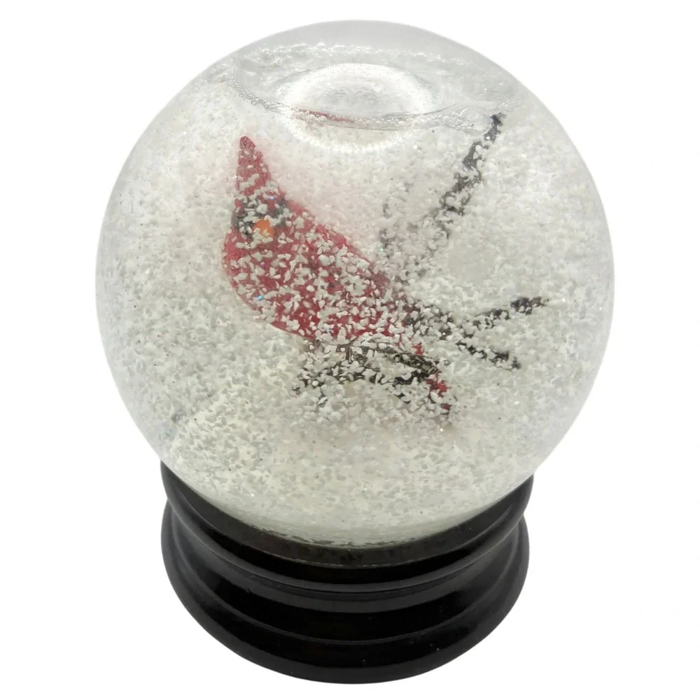 Gumps San Francisco Snow Globe Red Cardinal Bird Black Base 2012 Big Trike